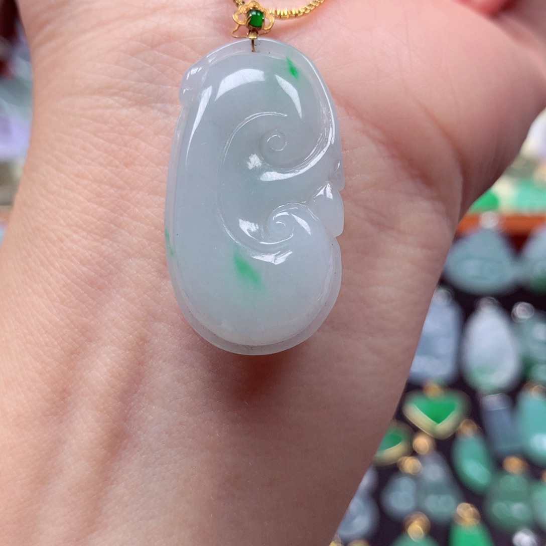 翡翠18K金镶嵌吊坠(不含链)