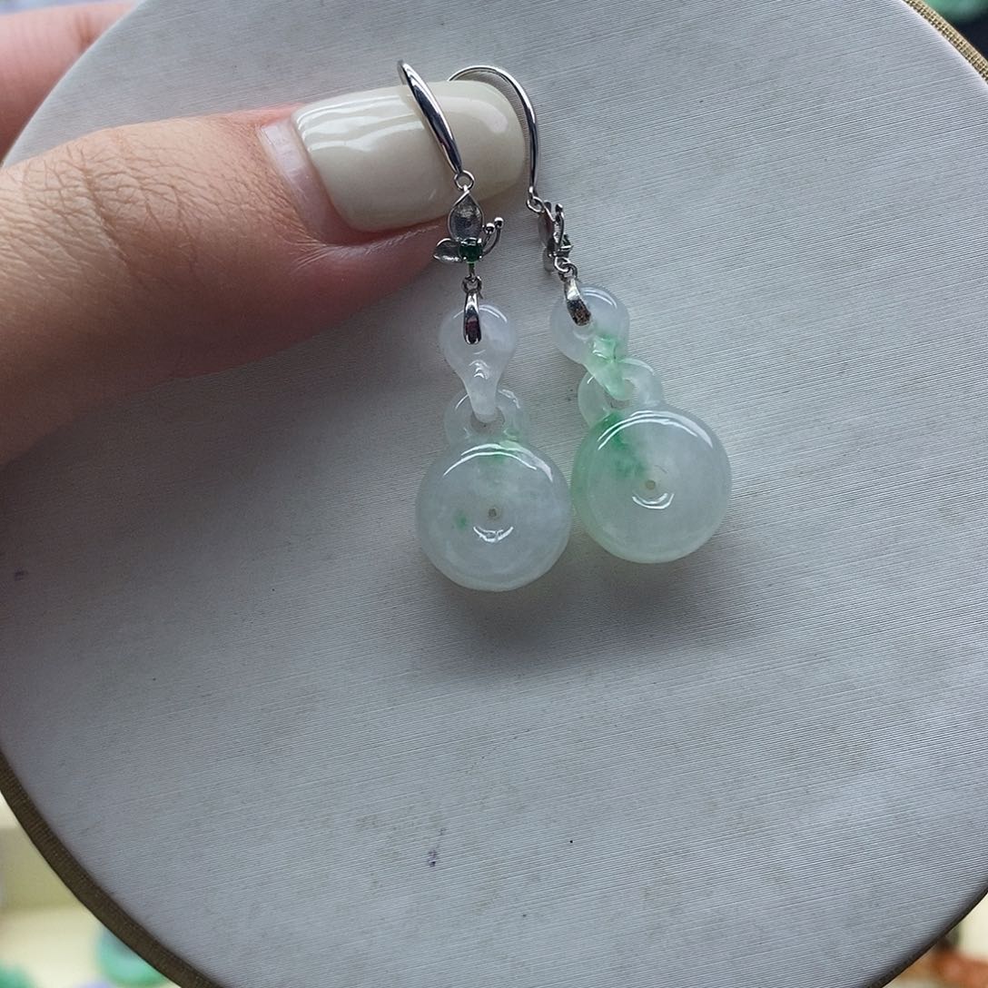 翡翠18K金镶嵌耳饰