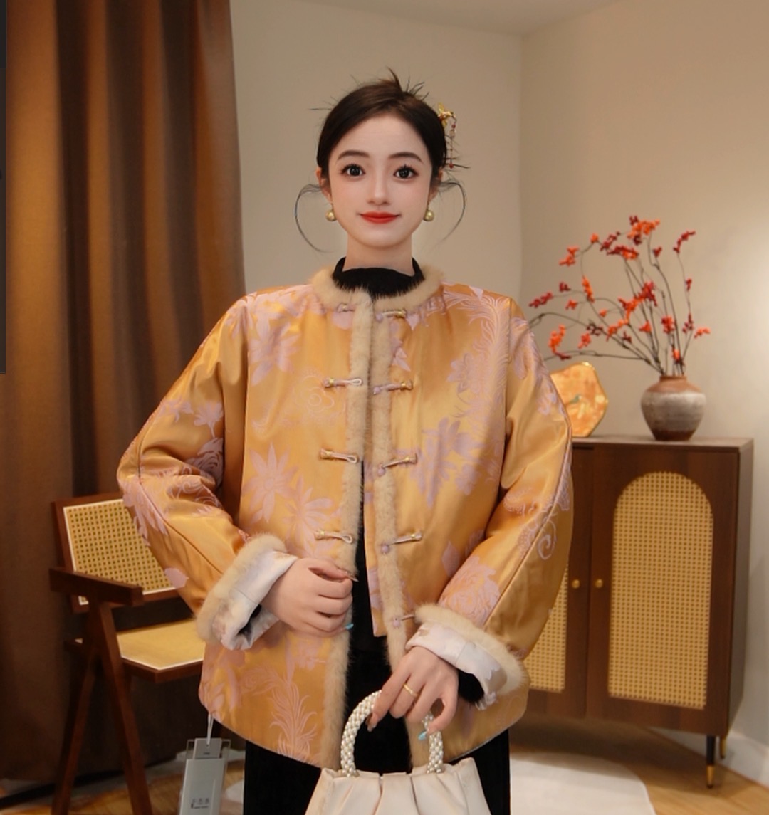 金蕊凝香-新中式重缎提花老料双面穿外套冬2025D7512元元广源仓