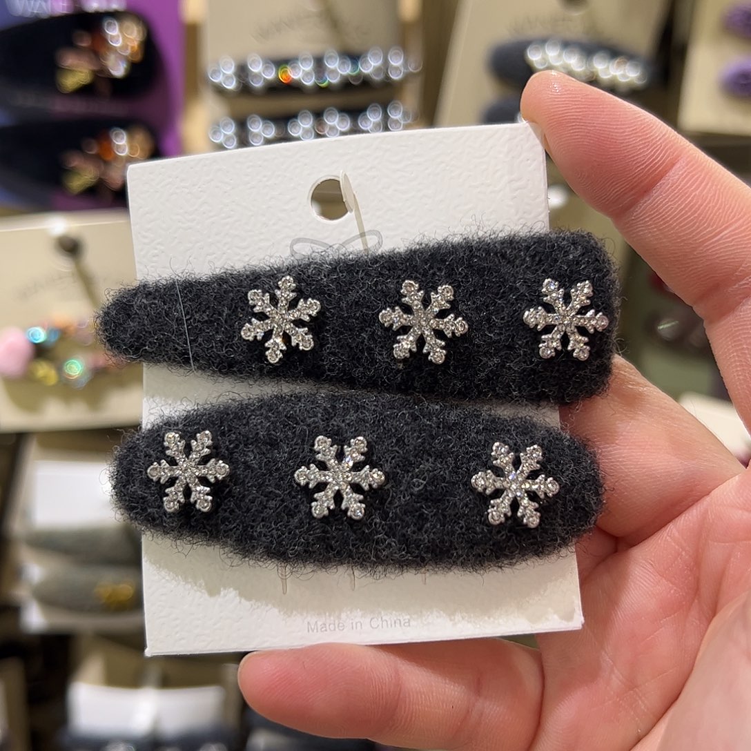 布艺非金属灰色雪花拜拜夹