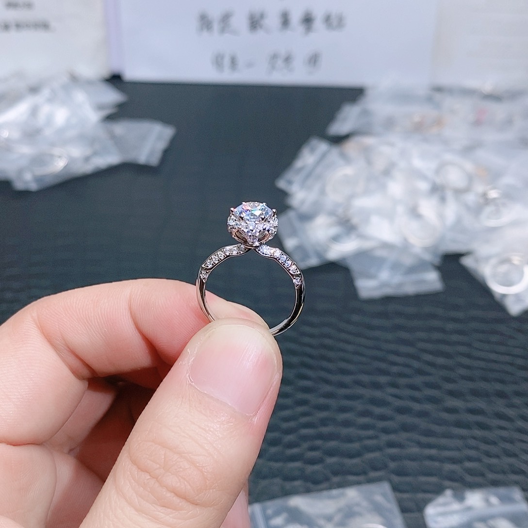 合成碳硅石925银梦幻婚礼1克拉14码