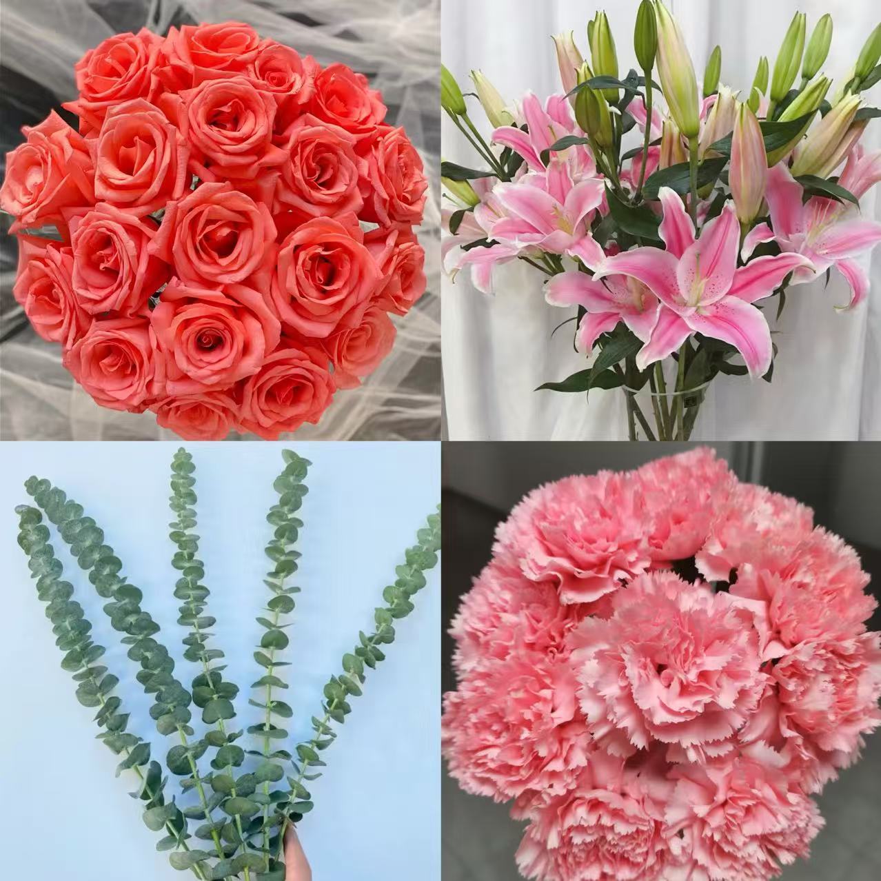 【粉玫瑰百合康乃馨组合】粉玫瑰百合康乃馨 云南基地直发