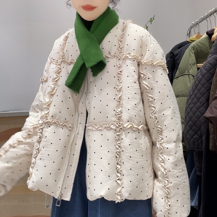 8717韩系波点羽绒服(戴围巾)