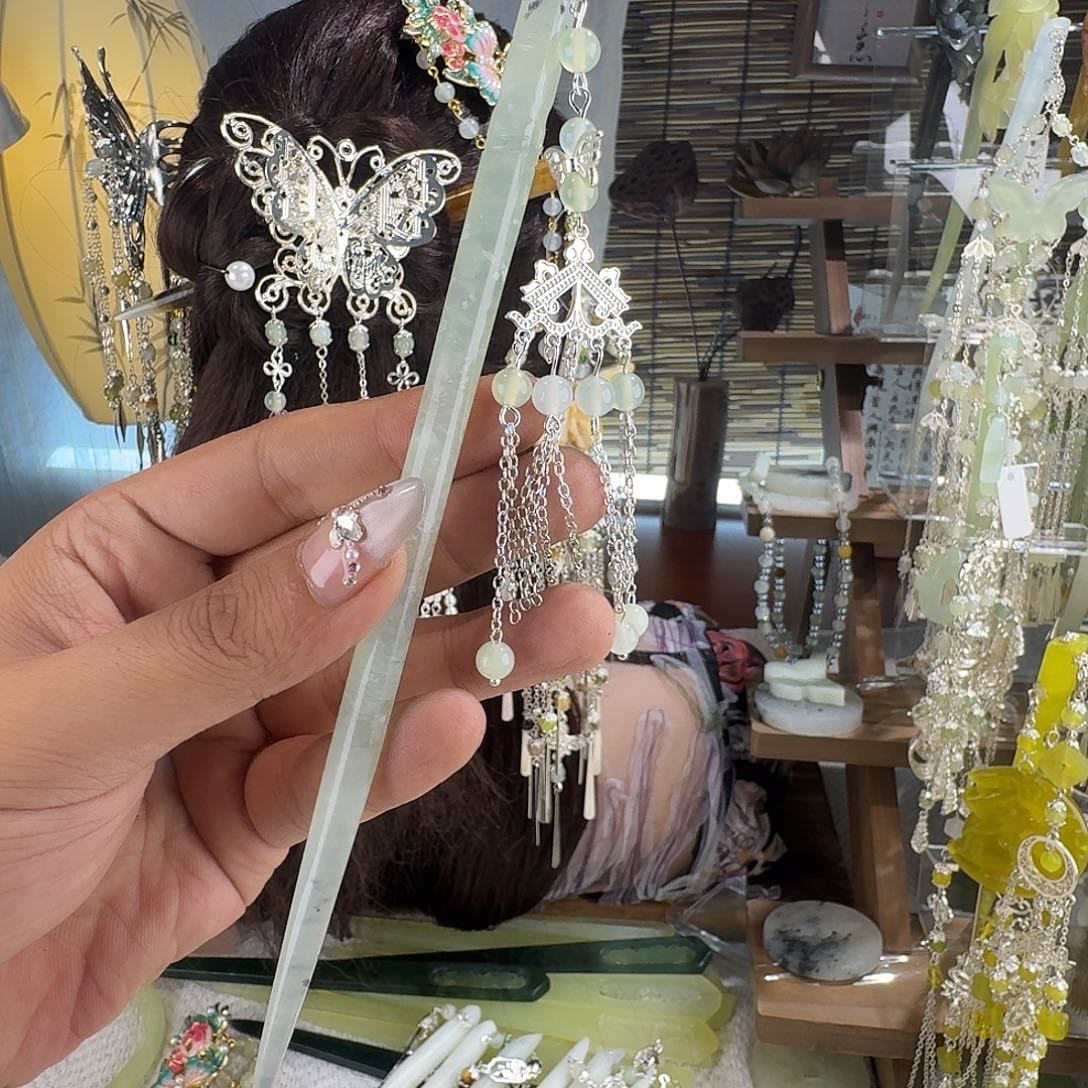 蛇纹石玉合金发饰