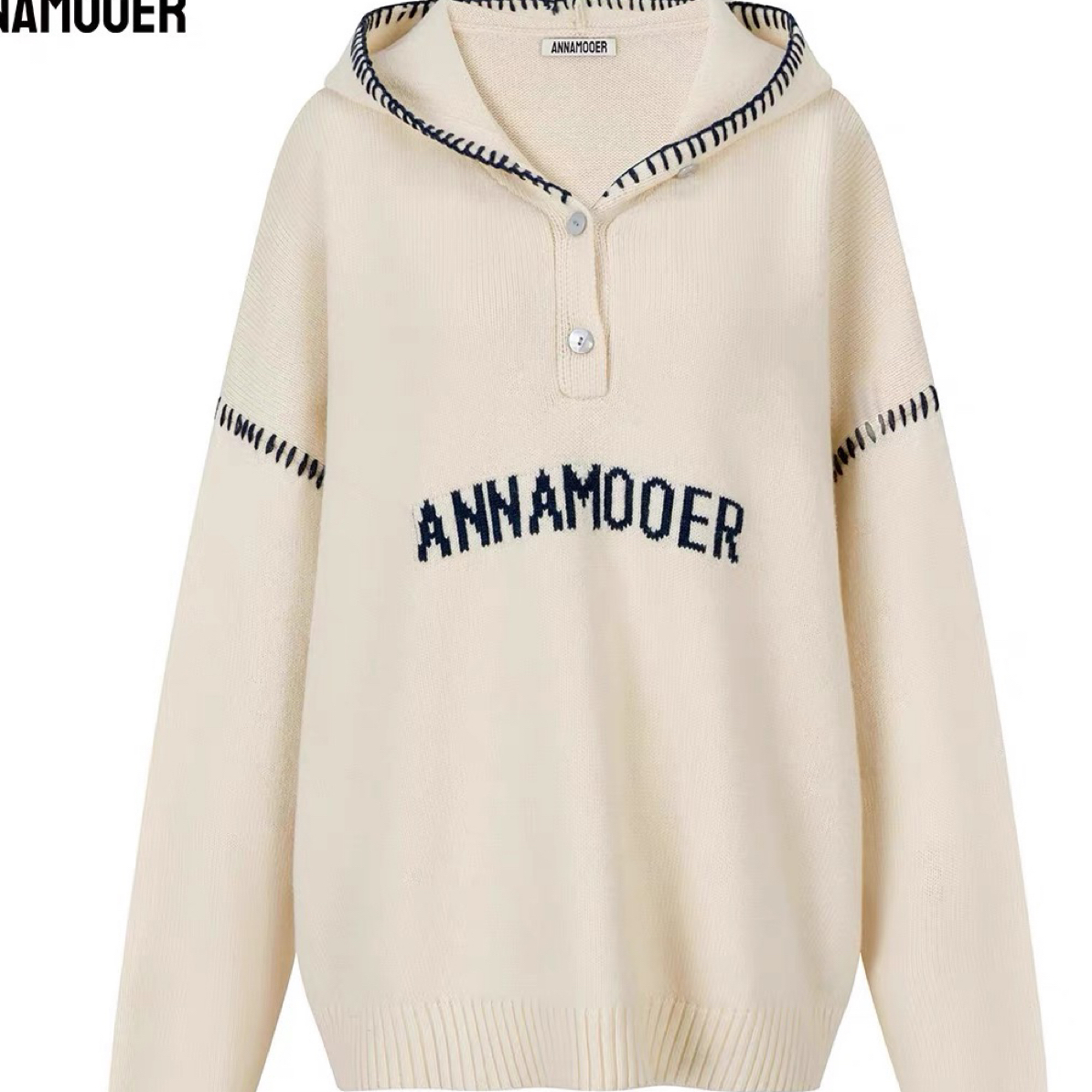ANNAMOOER慵懒连帽舒适毛衣高级感百搭宽松长袖上衣