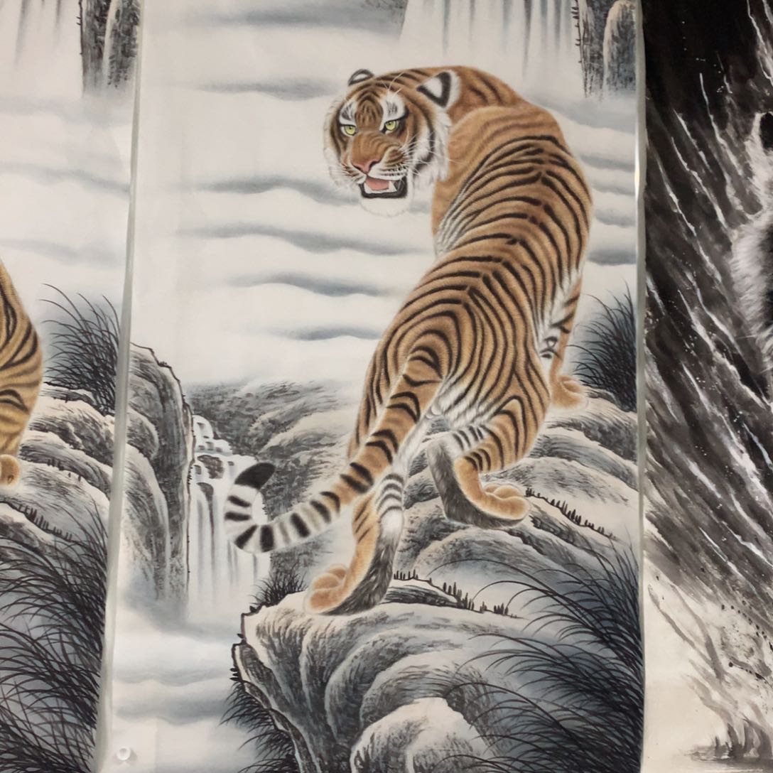 国画一**李六尺手绘老虎