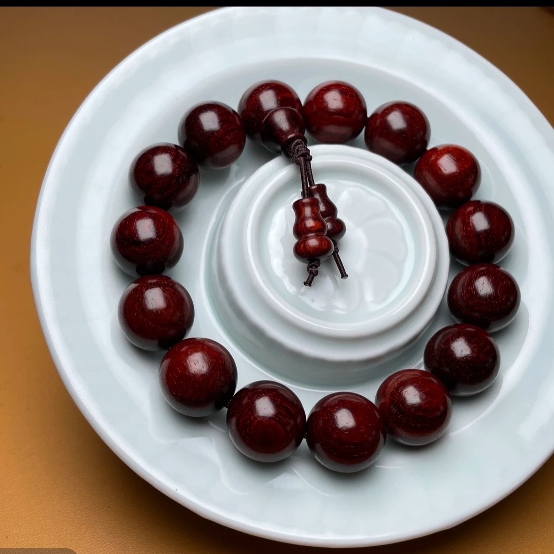 小叶紫檀 高油高密老料1.5cm 手串 原汁原味无胶无蜡【L038】