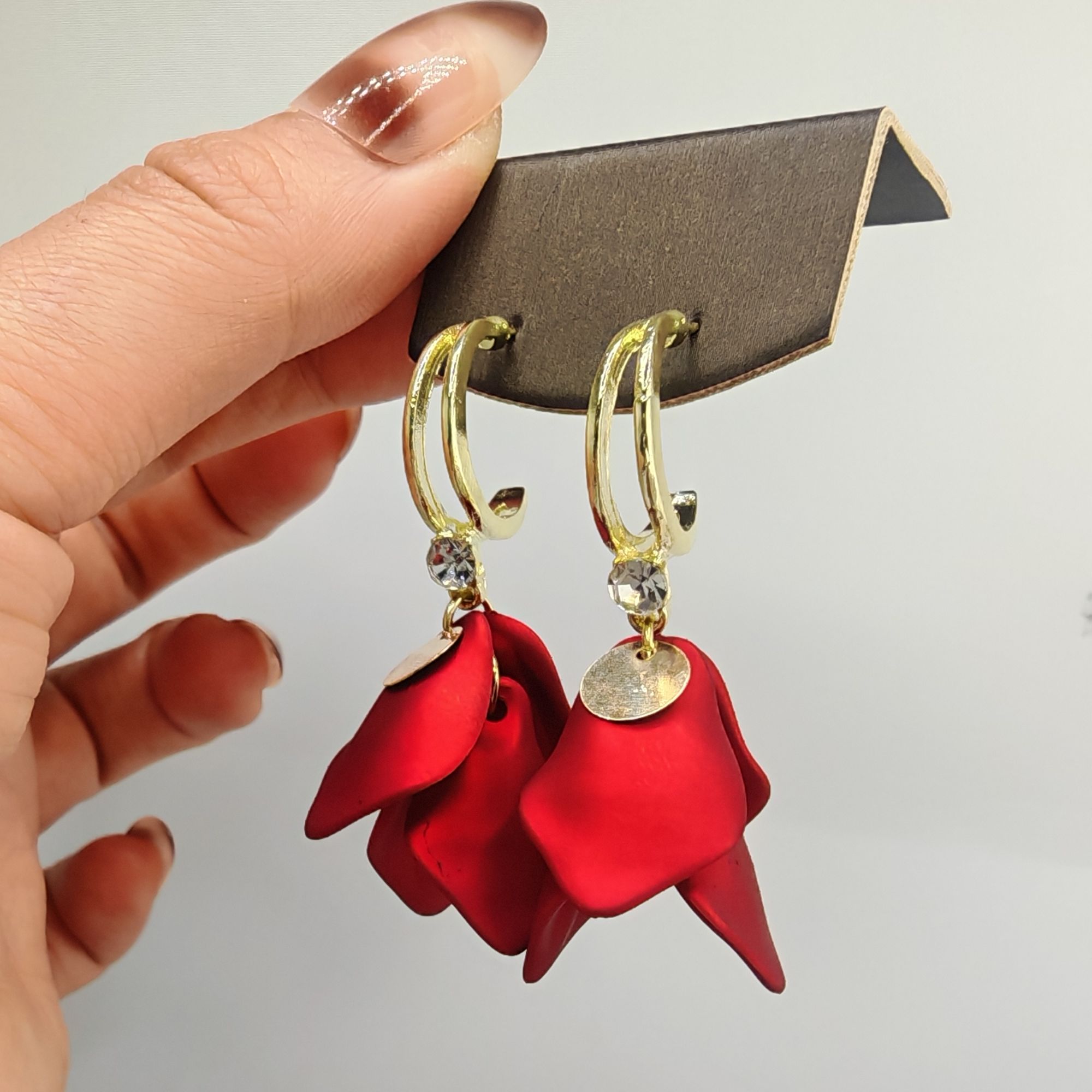 非金属树脂耳饰 耳环新年红日常精致百搭款式