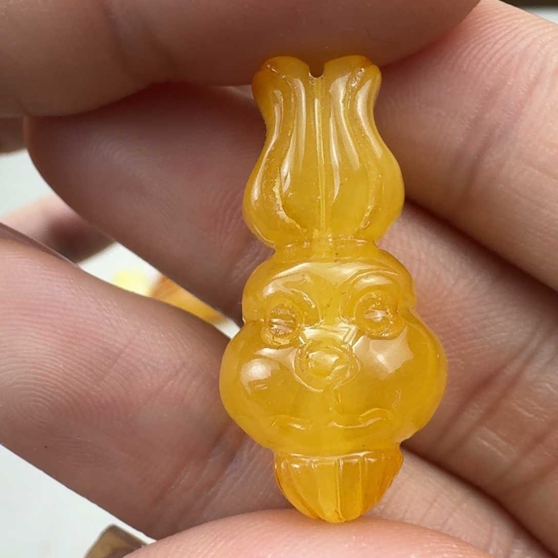 蜜蜡未镶嵌珠宝奇石全品通孔 29.5×14.2×