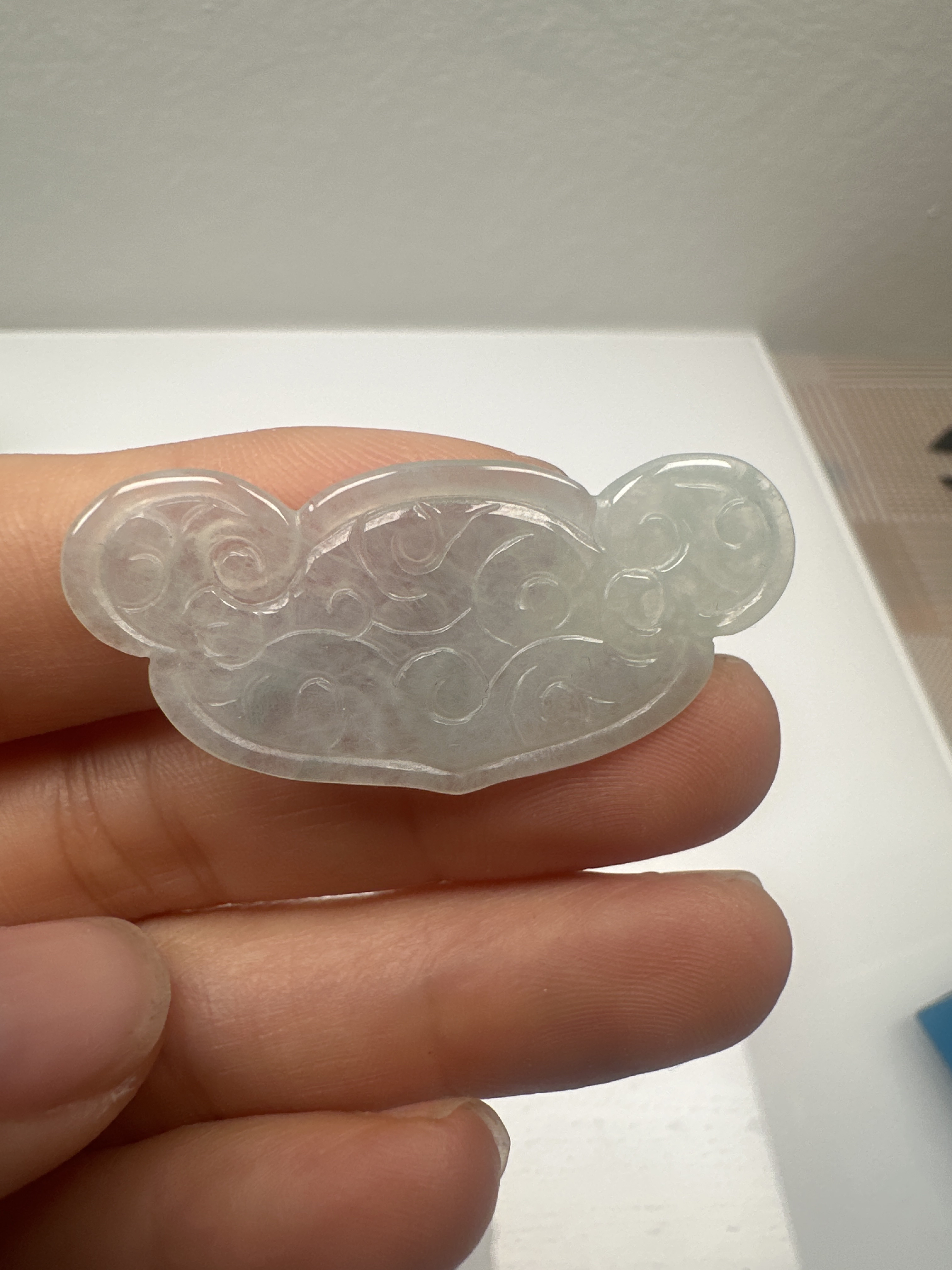 A货冰润飘花平安锁玉石挂件男女款