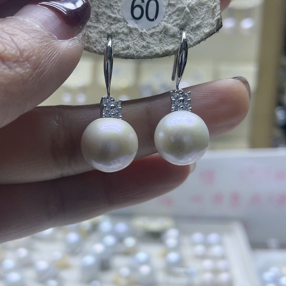 淡水珍珠耳饰银S925镶嵌