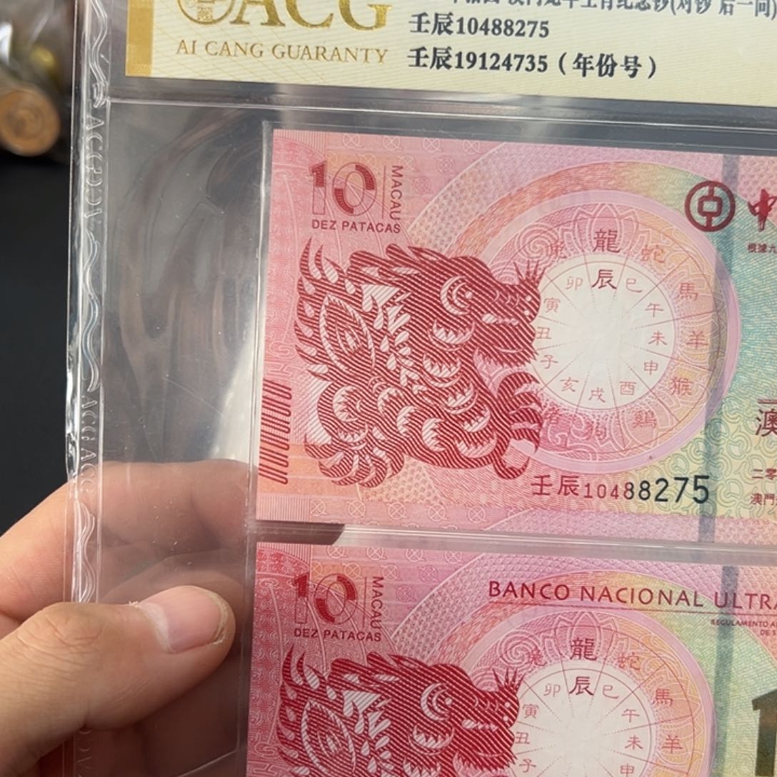 纸生肖龙纪念钞一对评级