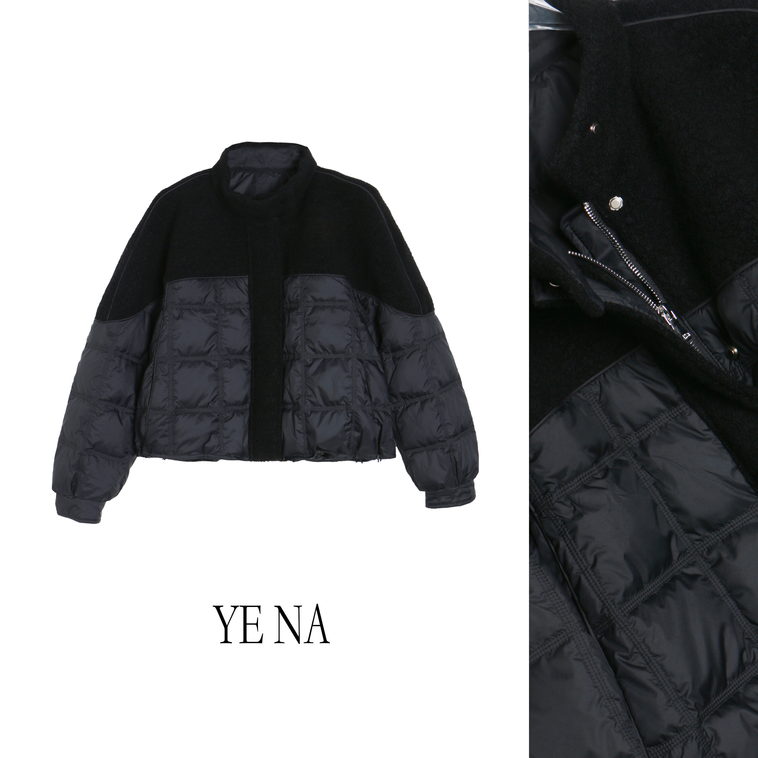 欧韩90白鸭绒羽绒服宽松女款设计款纯色新款百搭拼接羽绒服SY835