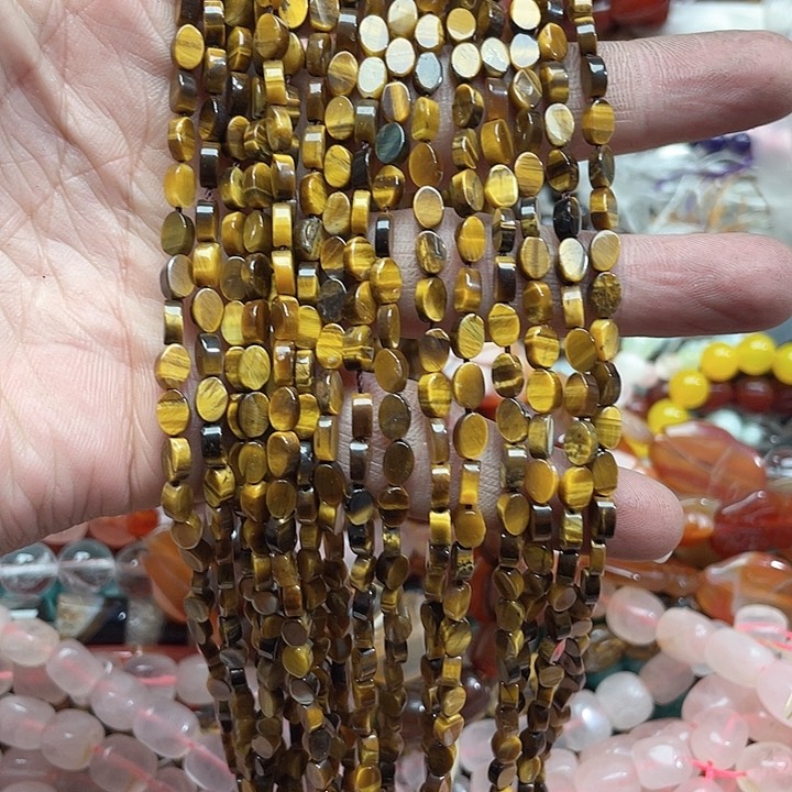 玛瑙/玉髓珠宝半成品未镶嵌一条4x6mm黄虎蛋形