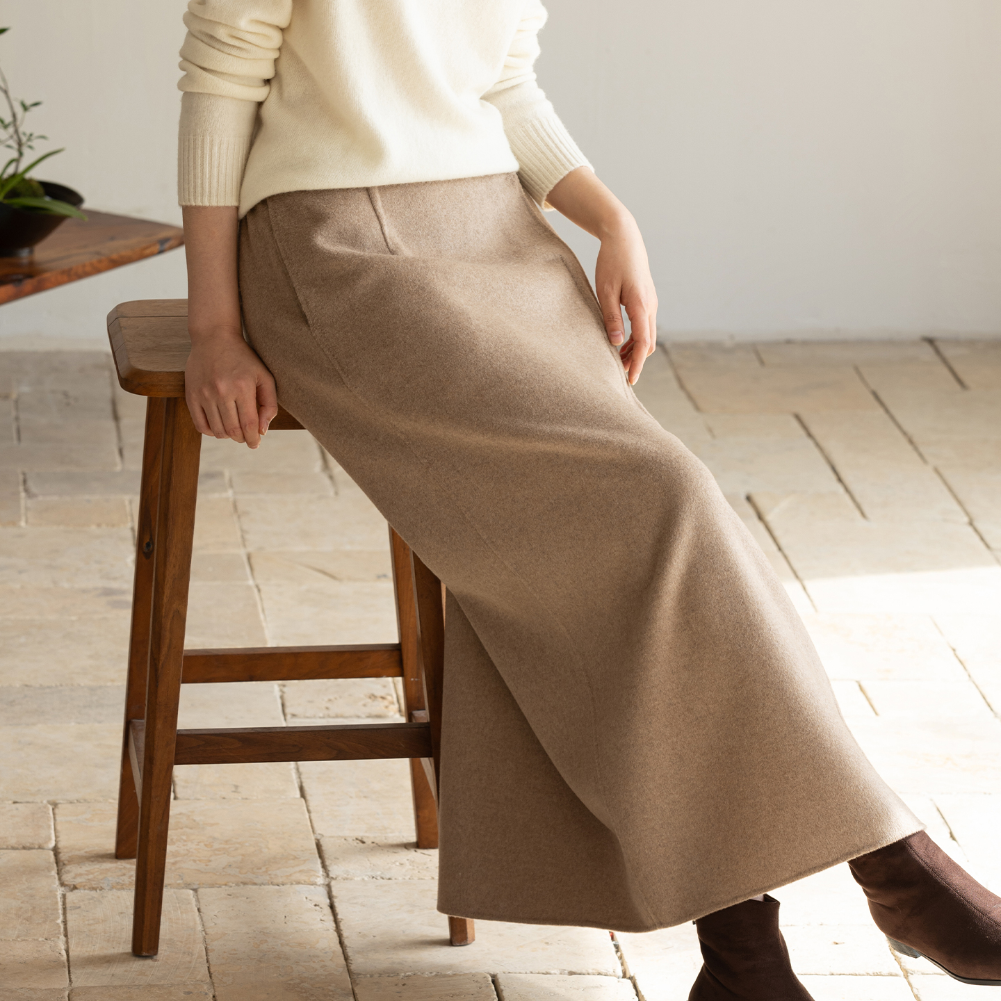 牧衣游原创 双面呢半身裙冬软糯柔软保暖宽松百搭直筒半裙 灵羽逸