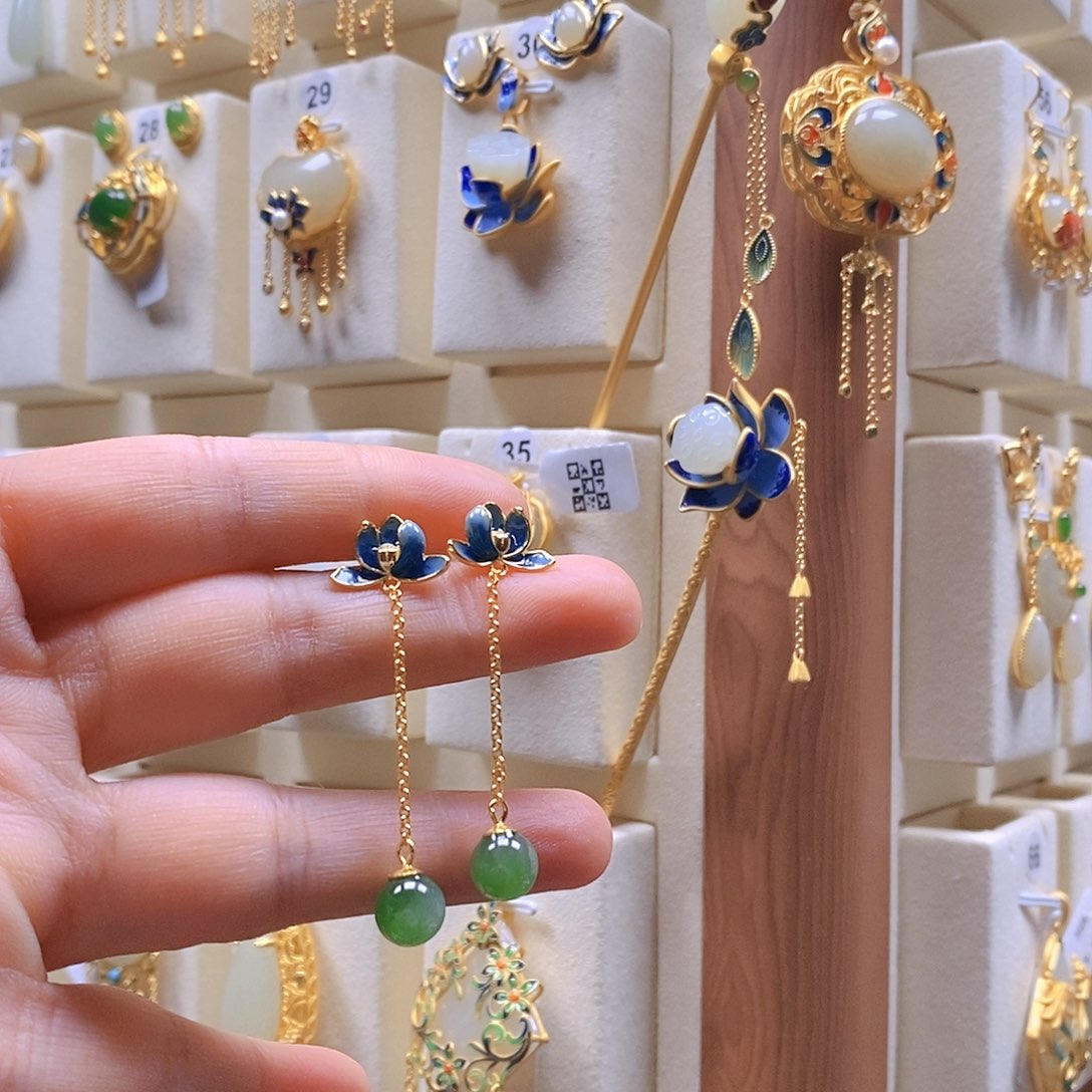 和田玉颈饰银S925镶嵌