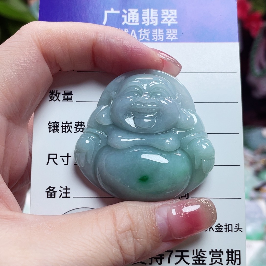 翡翠未镶嵌颈饰佛公12