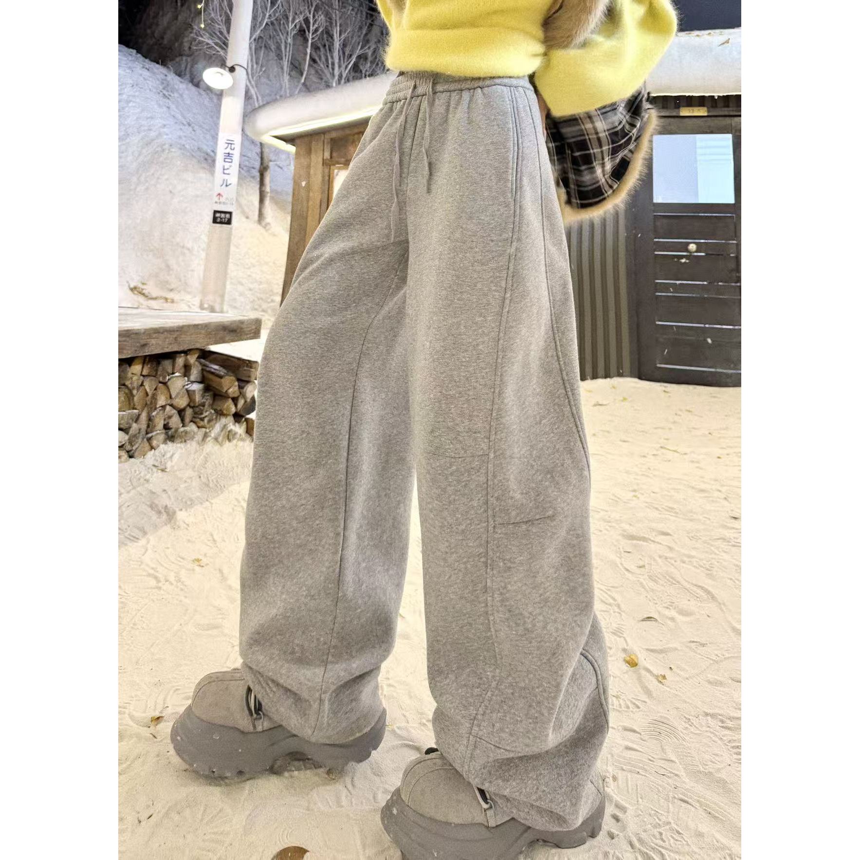 LI婉君【Baby绒弯刀裤】韩系亲肤加厚加绒保暖休闲裤LWJ24D4K2442