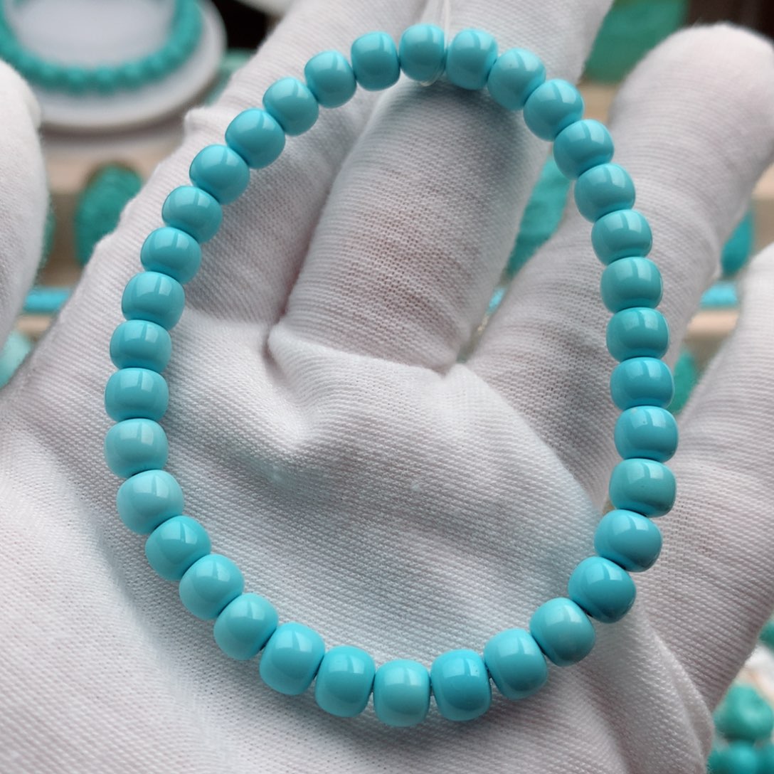 绿松石珠宝奇石未镶嵌6mm