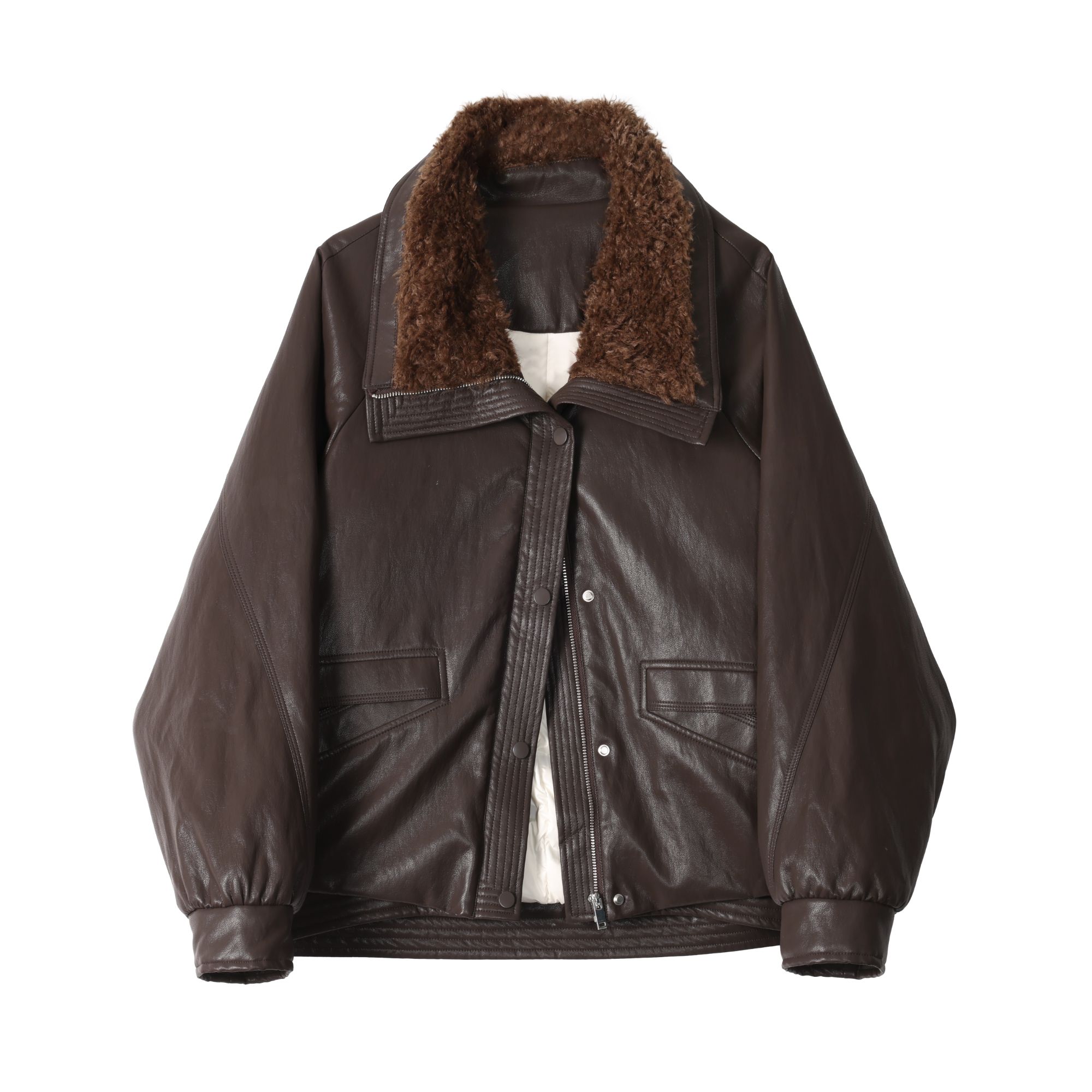 2025冬季新款90白鸭绒大翻领羽绒皮衣外套加绒加厚82570