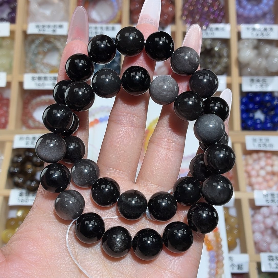 水晶未镶嵌手链银曜12m