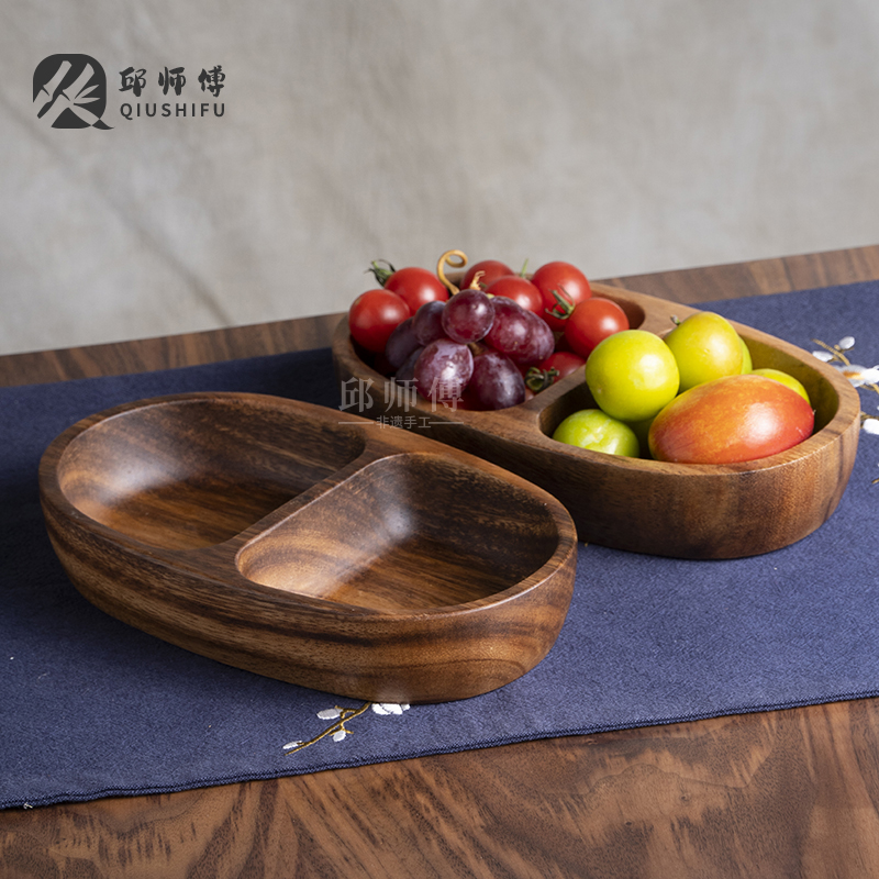 PZ050（成竹）手工特色胡桃木双格果盘