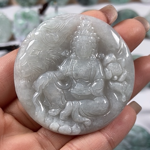 翡翠颈饰未镶嵌文殊菩萨福利