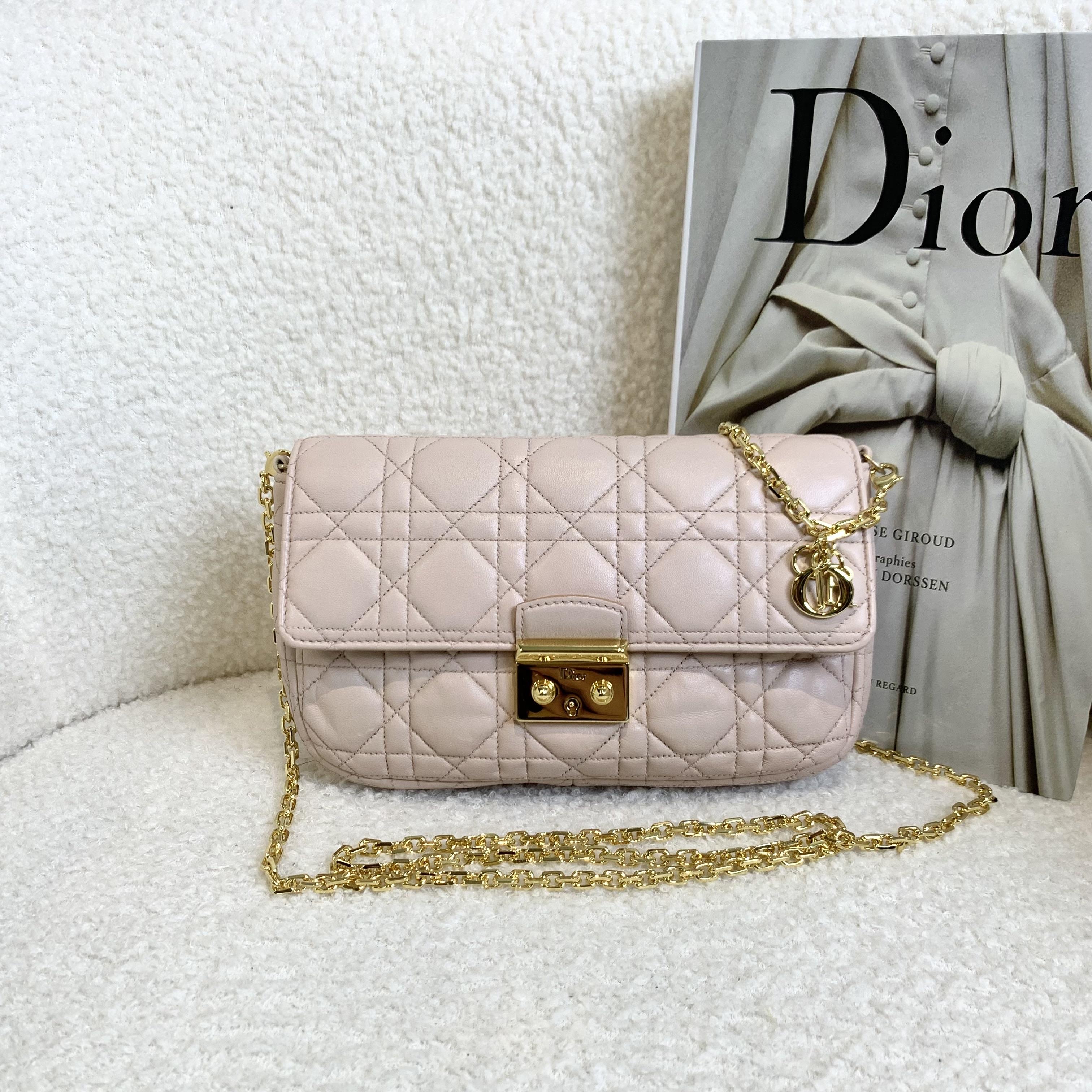 99新 DIOR/迪奥 壹臻/樱花粉藤格纹链条包/85608296