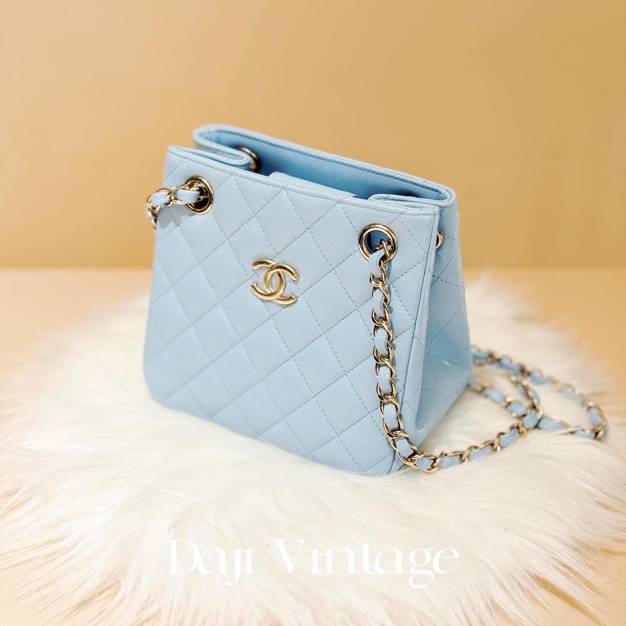 99新 Chanel/香奈儿 大吉中古/Chanel香奈儿baby蓝hobo单肩包