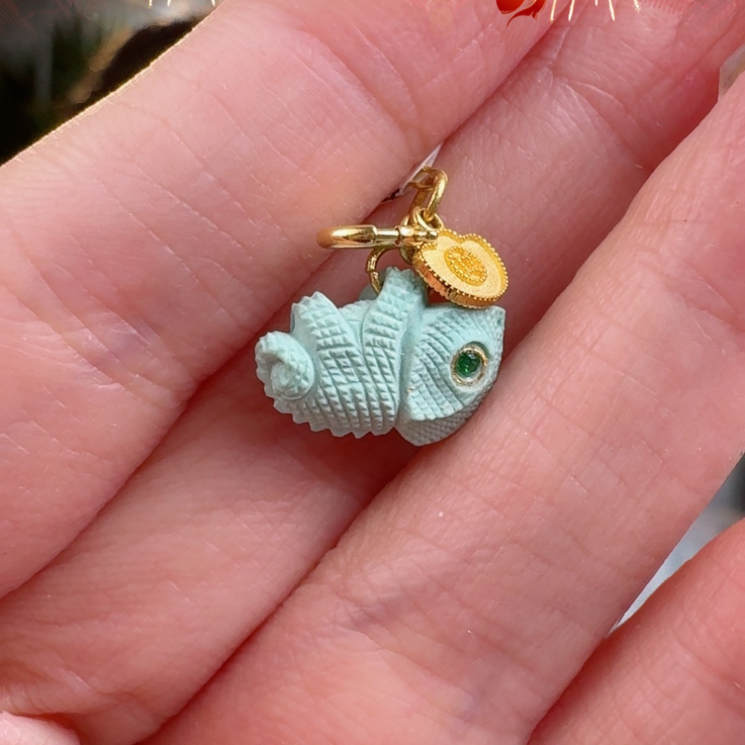 绿松石珠宝奇石18K金镶嵌