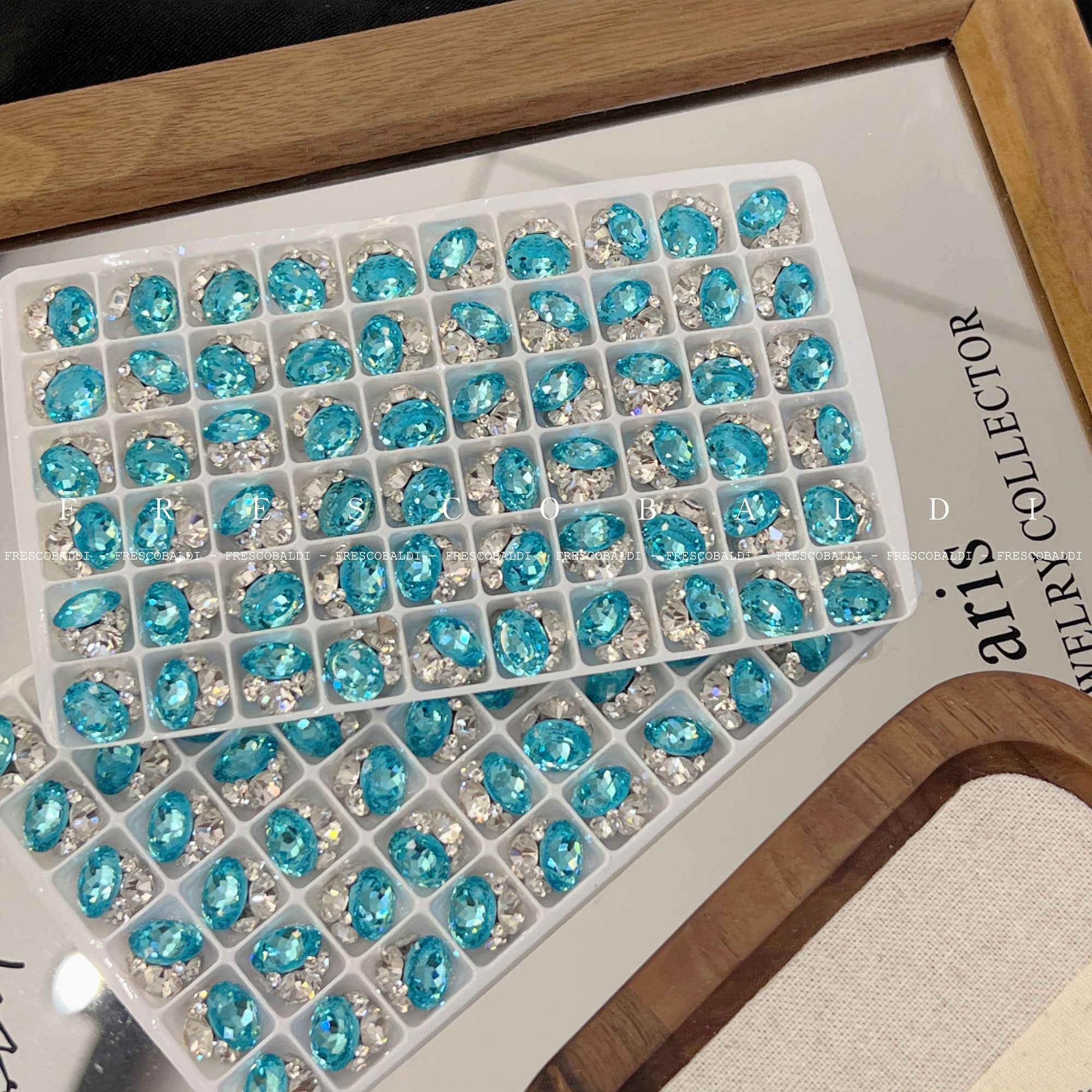 小颖美甲-2颗装海蓝色鸽子蛋钻球美甲饰品堆钻11*11mm