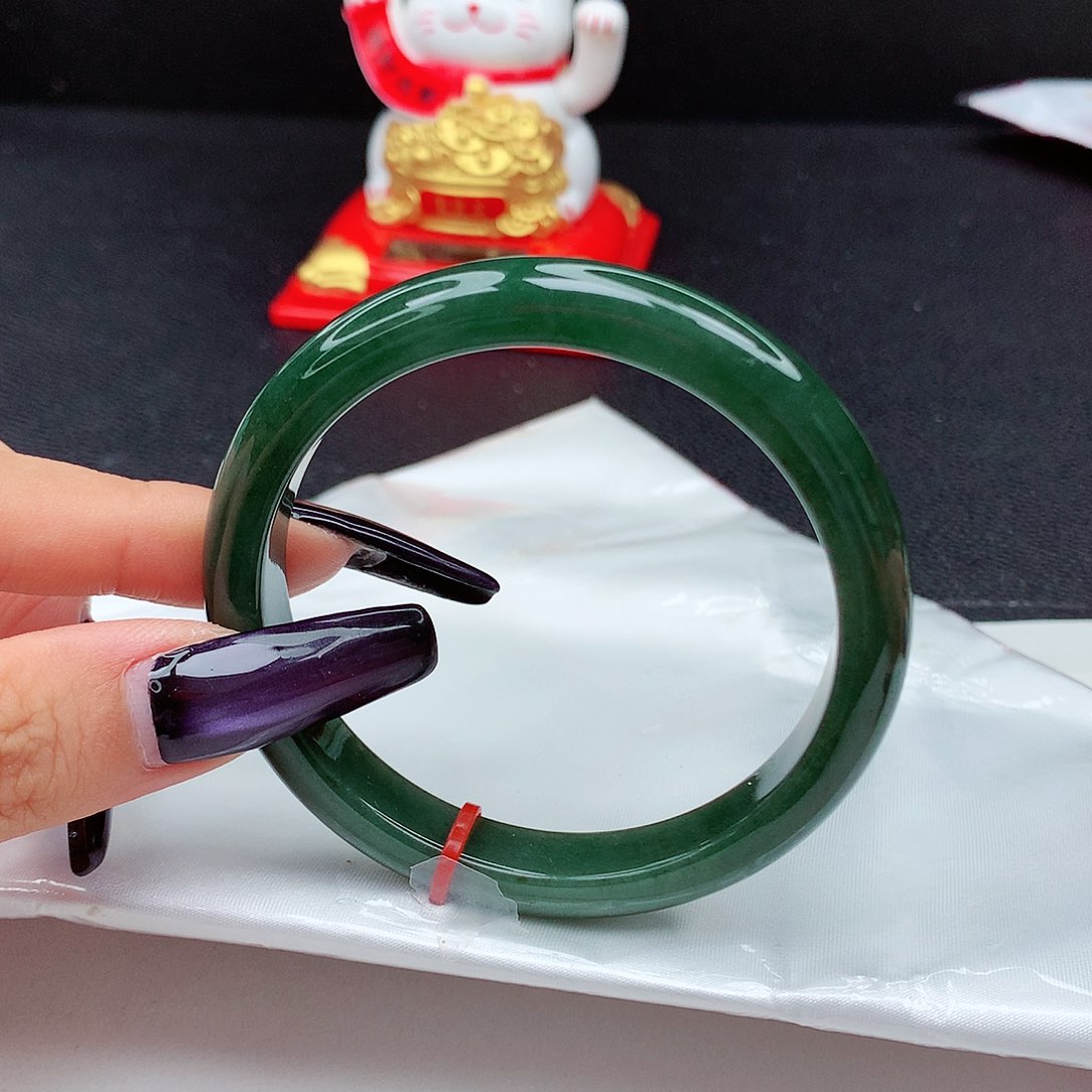 未镶嵌手镯翡翠翡翠57.6老油青窄版正圈