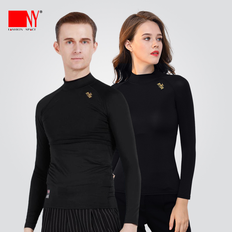 NY18105JLB纳艺黄标高领长袖T恤拉丁摩登舞服男女同款秋冬上衣