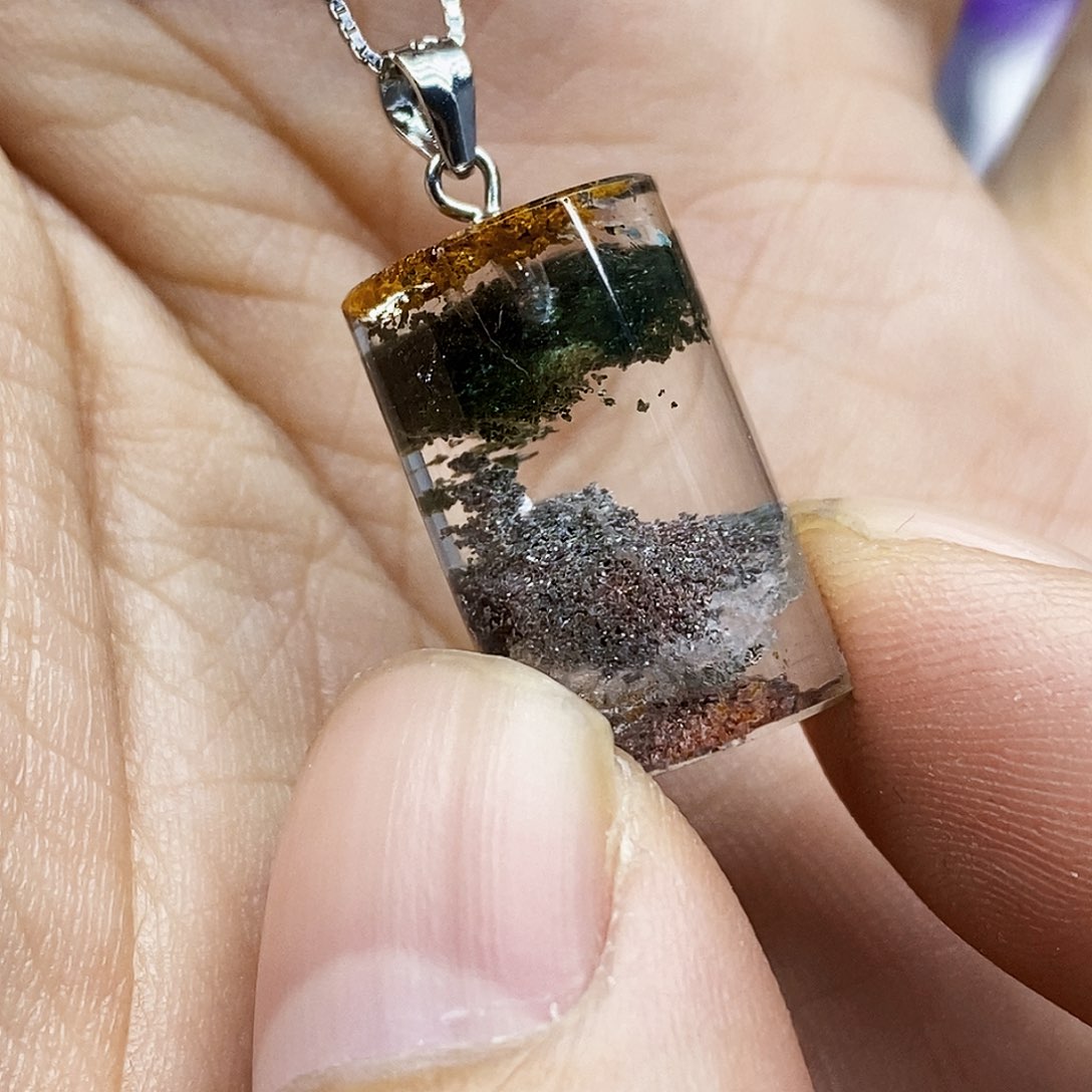 水晶吊坠银S925镶嵌吊坠