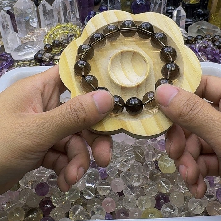 水晶茶水晶手链银S925镶嵌