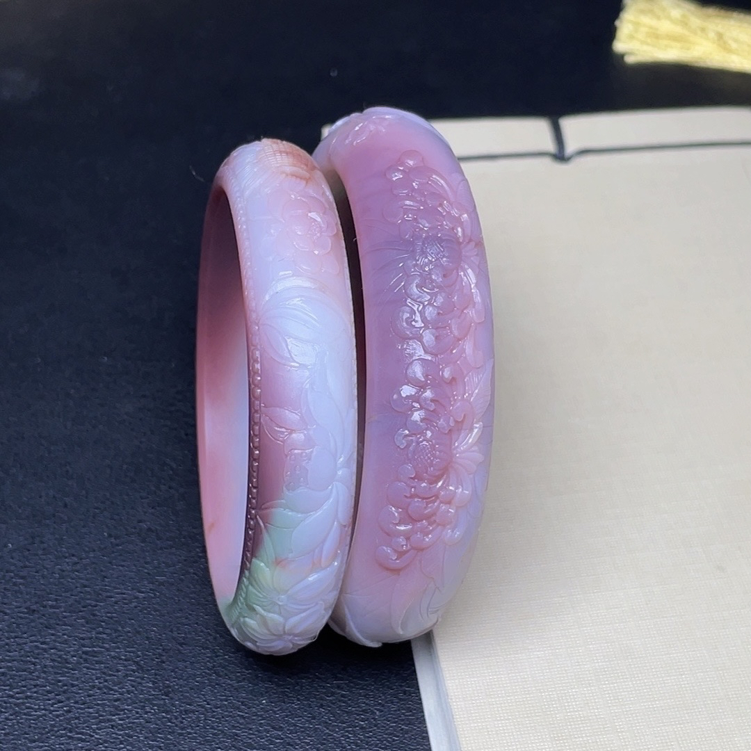 天然老矿老料真品收藏品盐源玛瑙苏工竹菊梅兰百花争艳手镯女送人