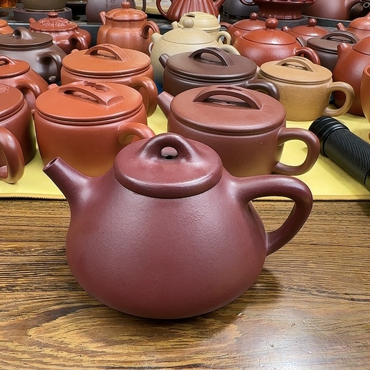 紫砂茶壶石瓢紫泥