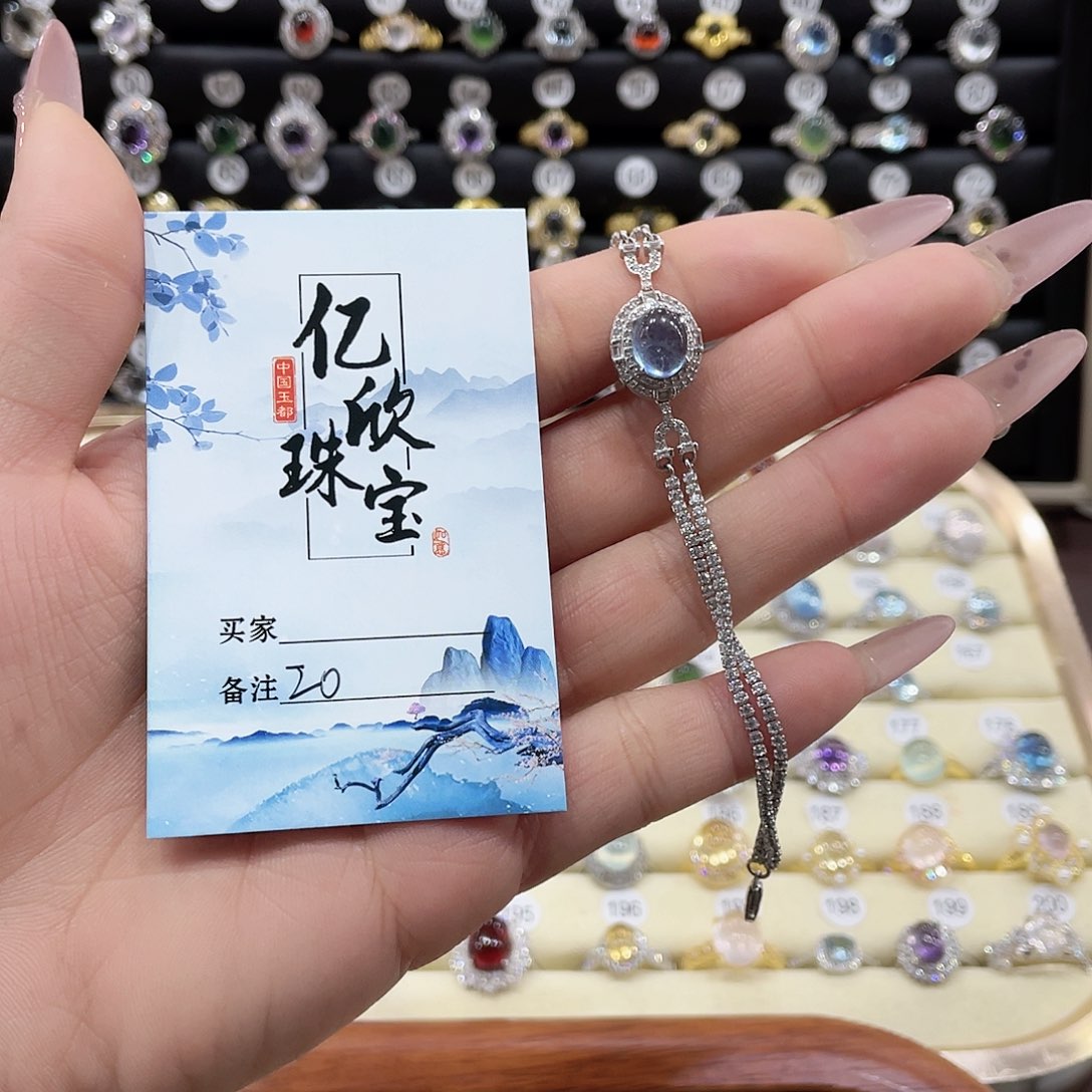 海蓝宝石手链银S925镶嵌昭20