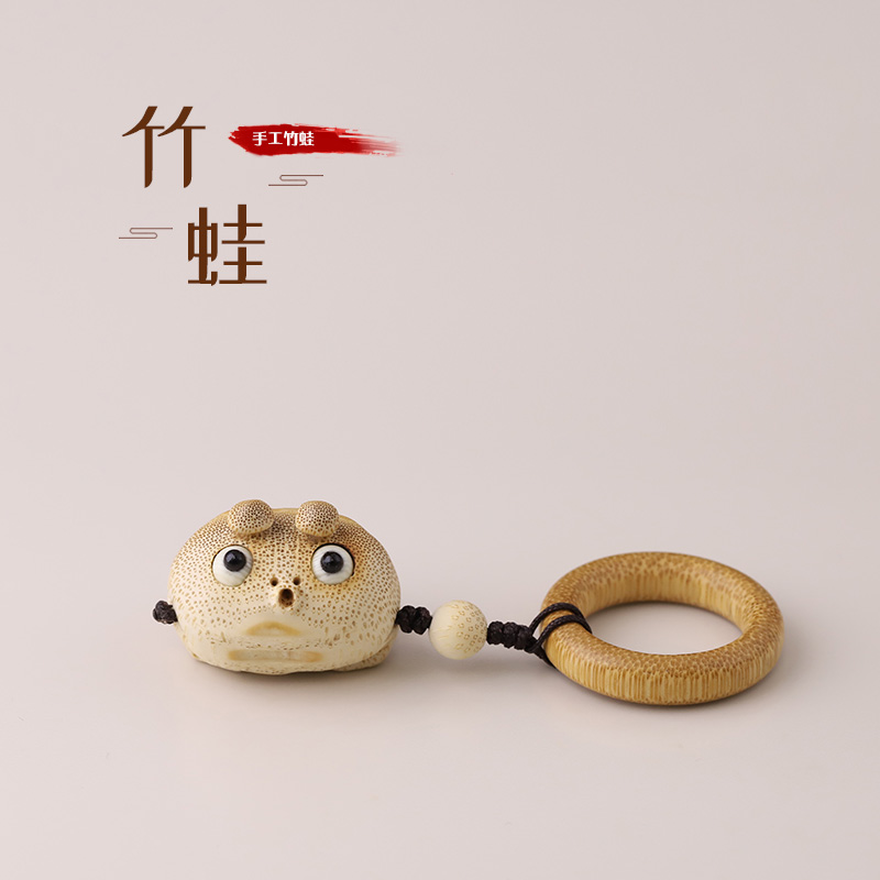 S4830 手工竹蛙三足金蟾精工雕刻文玩手把件（多样化发货）