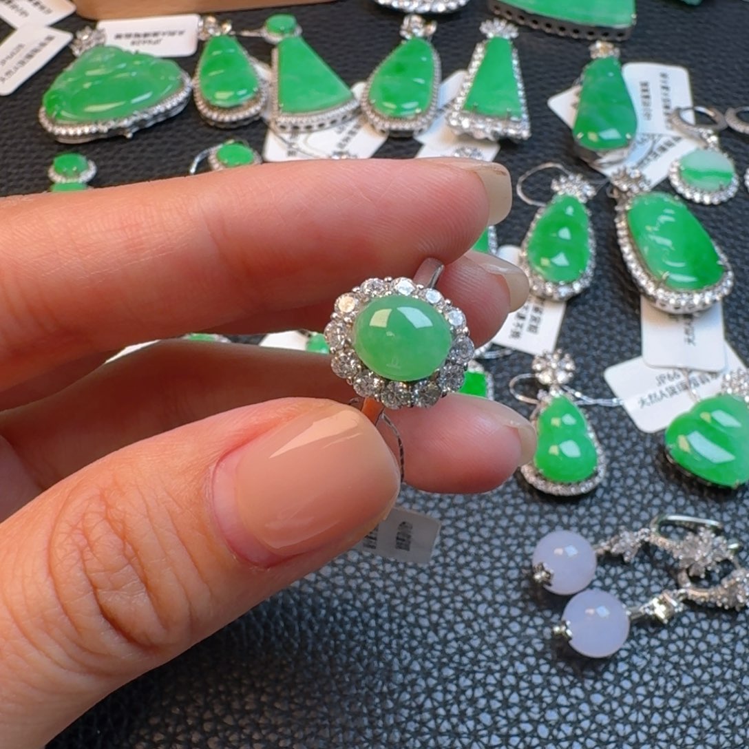 翡翠银S925镶嵌吊坠(不含链)戒指