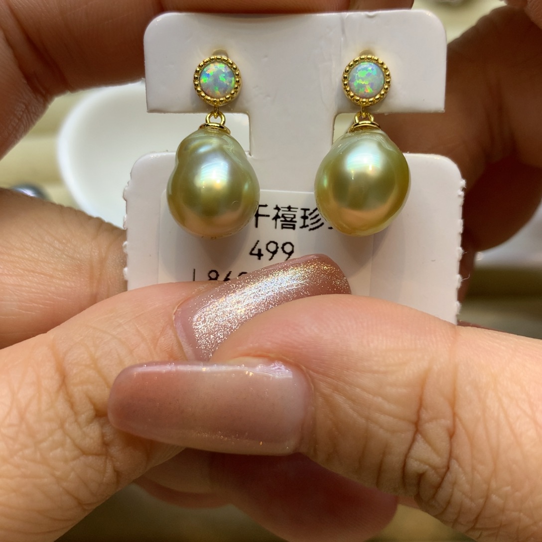 银S925镶嵌耳饰海水珍珠