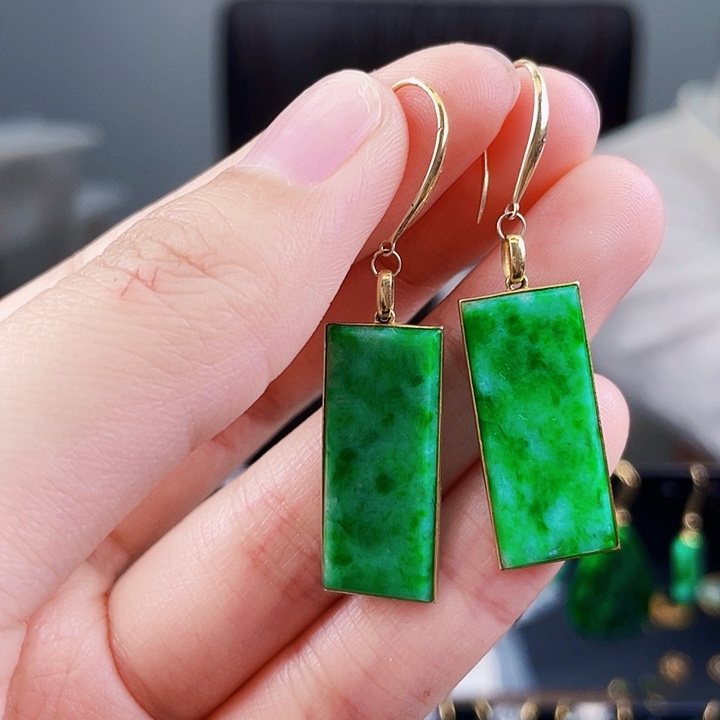 翡翠耳饰18K金镶嵌饰品