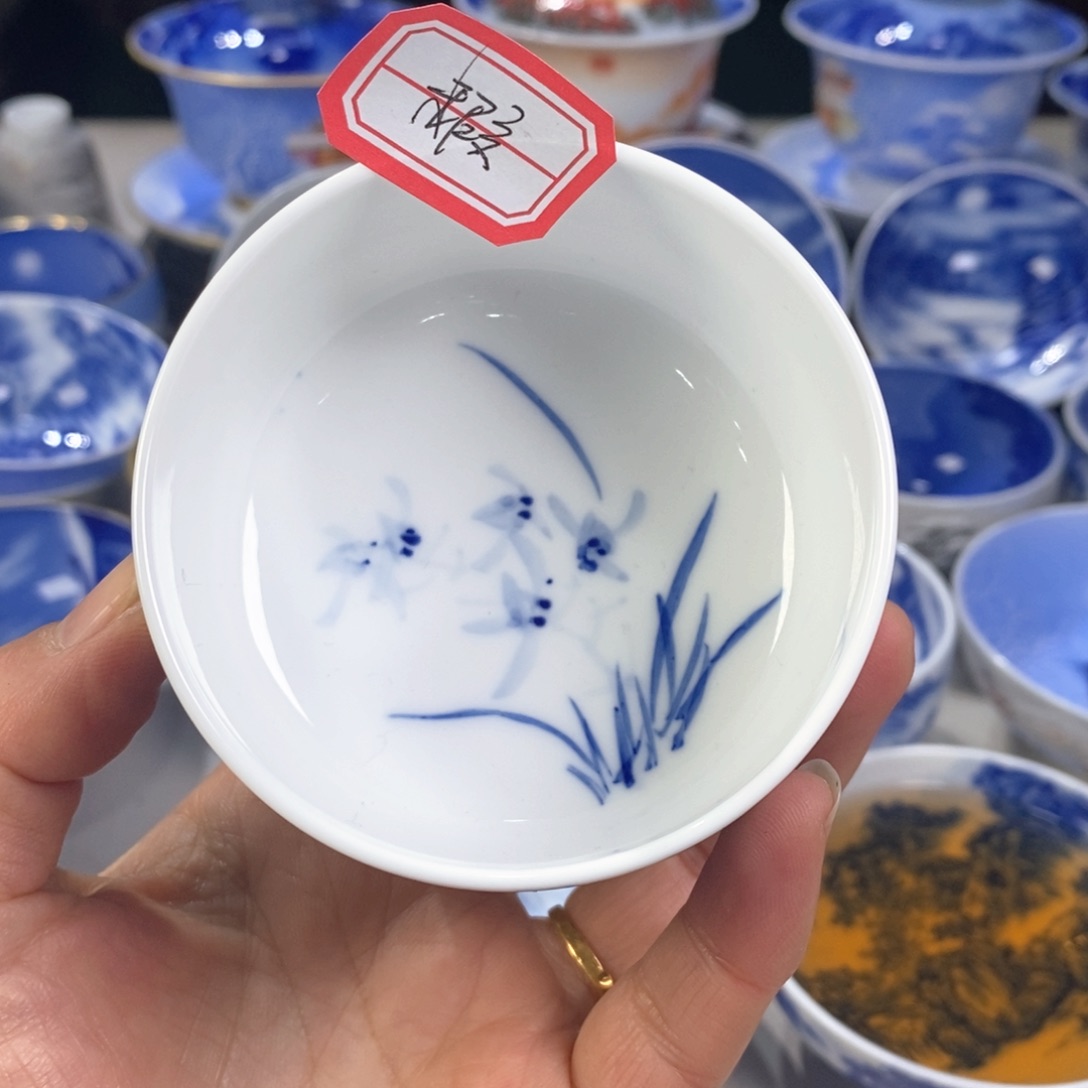 瓷片青花山水主人杯杯