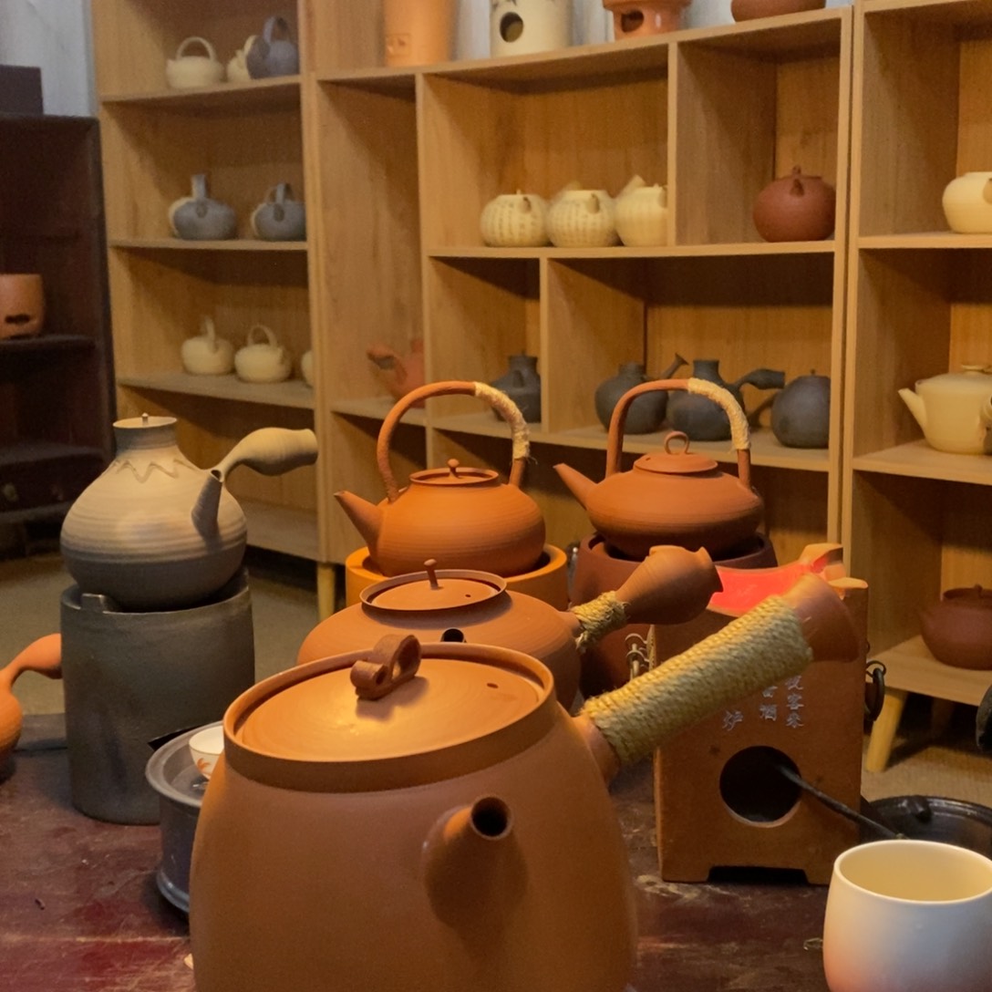 陶煮海朱泥侧把壶700cc