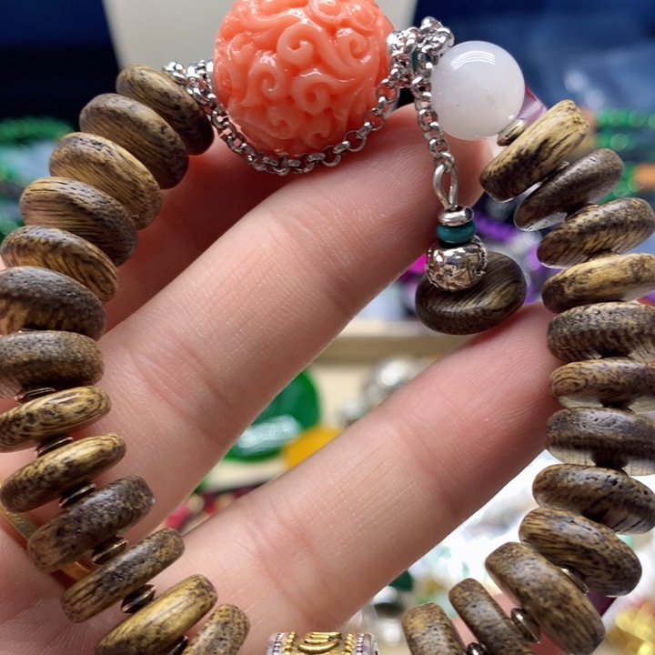 玛瑙/玉髓颈饰合金吊坠