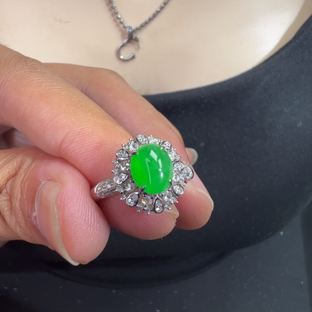 翡翠18K金镶嵌吊坠(不含链)