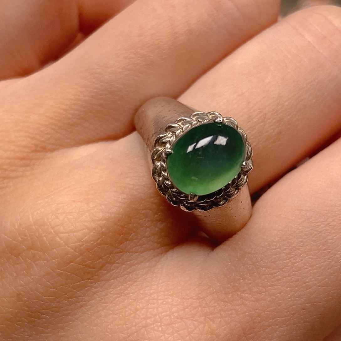 翡翠未镶嵌戒指老蓝水