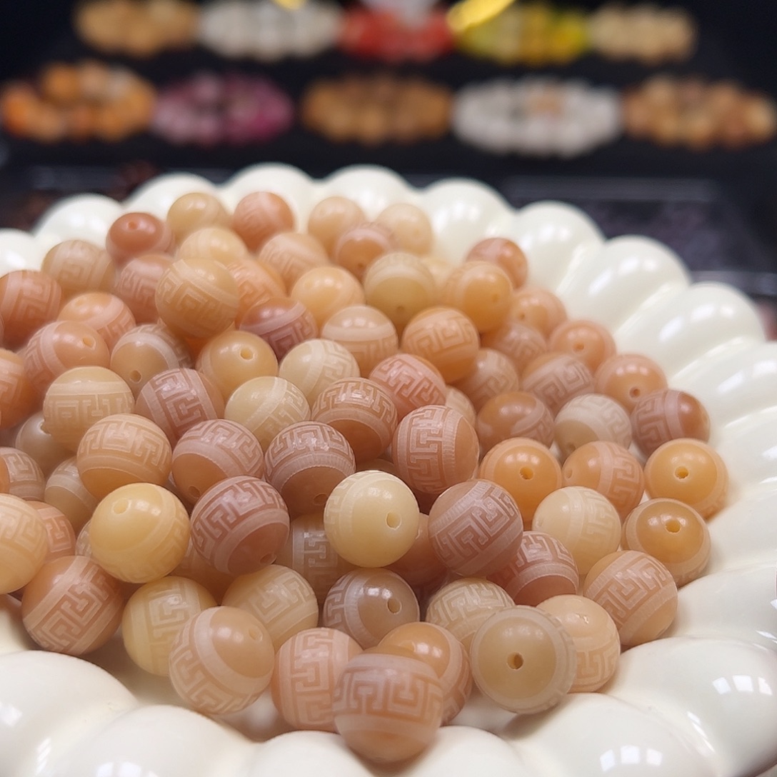 手串菩提根/象牙果卡12奶咖回纹110颗