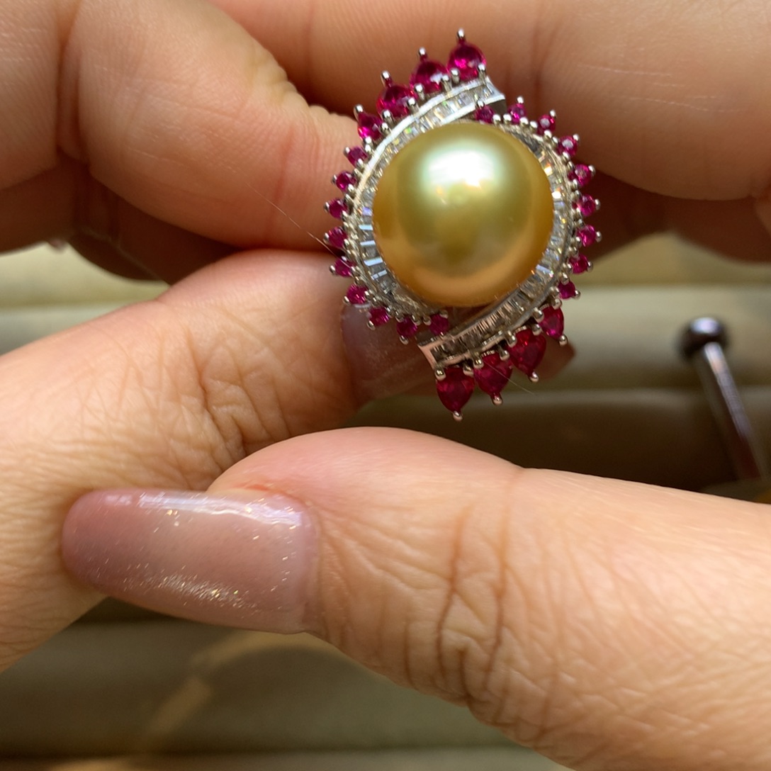 银S925镶嵌戒指海水珍珠