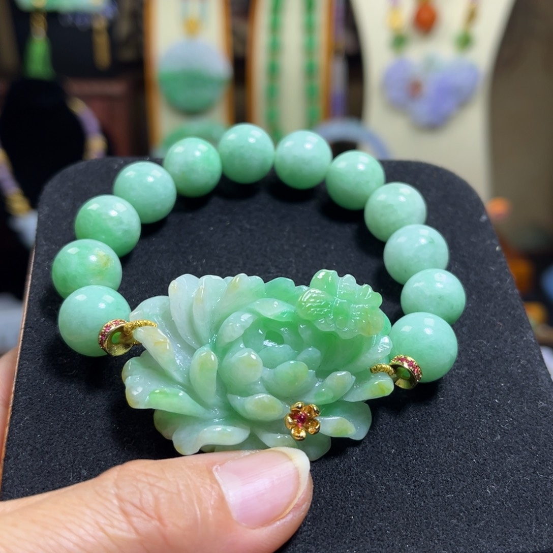 翡翠未镶嵌颈饰天然翡翠手链